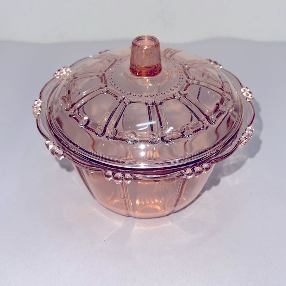 Kig Indonesia Pink Candy/Sugar Bowl with Lid.